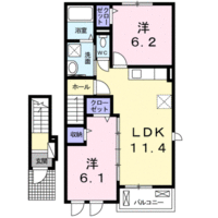 フェリオ　ファイブ　（延岡市　稲葉崎）＜2LDK・２階＞の間取り図