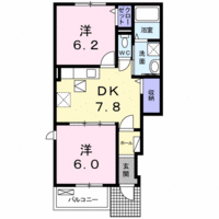 Sympony華久咲B（門川町　加草）＜2DK・1階＞の間取り図