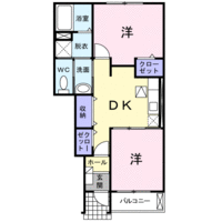 メゾン　ド　プレジール（延岡　野地町）＜２DK・1階＞の間取り図