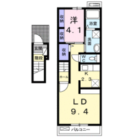 ファインヒル K　(延岡市　岡富町)＜1LDK＞の間取り図