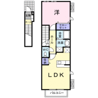 フレスクーラ（延岡市　出北）＜1LDK・２階＞の間取り図