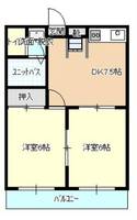 サンライズ久世　（延岡市　川原崎町）＜２DK＞の間取り図