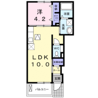 ブローテ　(延岡市　昭和町)＜1LDＫ・1階＞の間取り図