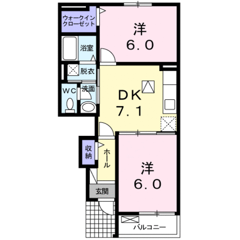 プリムローズＫ　（延岡市　川島町）＜2DK＞103号室