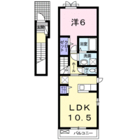 エレガンシア　(延岡市　平原町)＜1LDK・2階＞の間取り図
