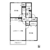 ＦＹふるしろ　（延岡市　古城町）＜２LDK＞の間取り図