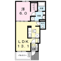  トレジャー　(延岡市　昭和町)＜1LDK＞の間取り図