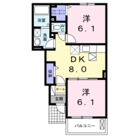 サラブレッドⅢ　（門川町　大字加草）＜2DK・1階＞の間取り図