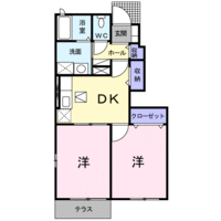 ジェルメ平城　（門川町　平城西）＜2DK・1階＞の間取り図