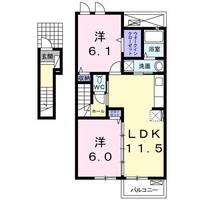 ラ・ポルトⅠ（門川　加草）＜2LDK・2階＞の間取り図