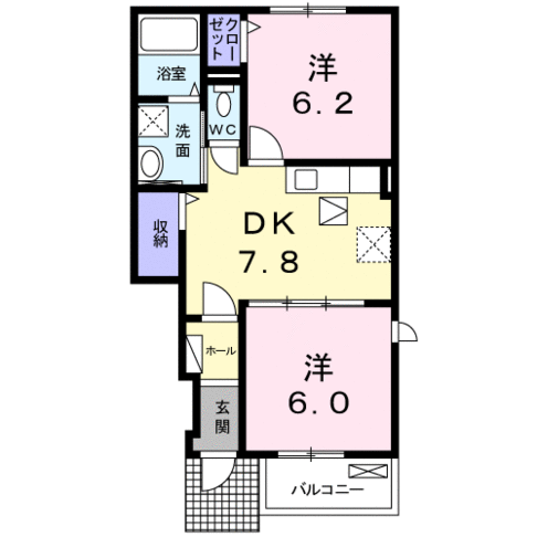 Ocean H・Y Ⅱ　(日向市　財光寺)＜2DK＞105号室