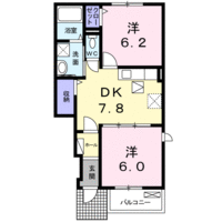 Ocean H・Y Ⅱ　(日向市　財光寺)＜2DK・1階＞の間取り図