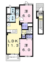 グランポワールＡ　（延岡市　稲葉崎町）＜2LDK・2階＞の間取り図