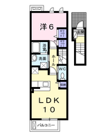 アストロ　（延岡市　古城町）＜1LDK・2階＞の間取り図