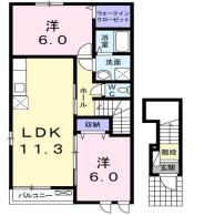 ファミール旭ヶ丘A　（延岡市　旭ヶ丘）＜2LDK＞