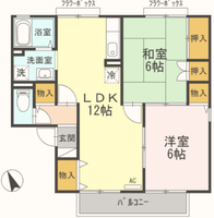 シャルマンHAMA C（延岡市浜町）＜2LDK＞の間取り図