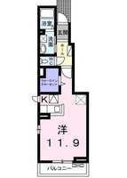 センチュリーハウス　（延岡市　日の出町）＜１R・1階＞の間取り図