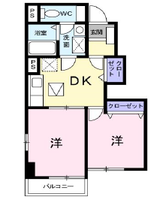 パストラーレ（延岡市　沖田町）＜2DK・１階＞の間取り図