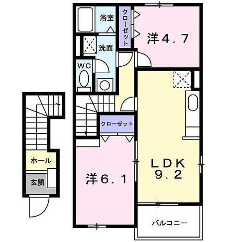 ラフレシール・友A　（日向市　財光寺）＜2LDK・2階＞