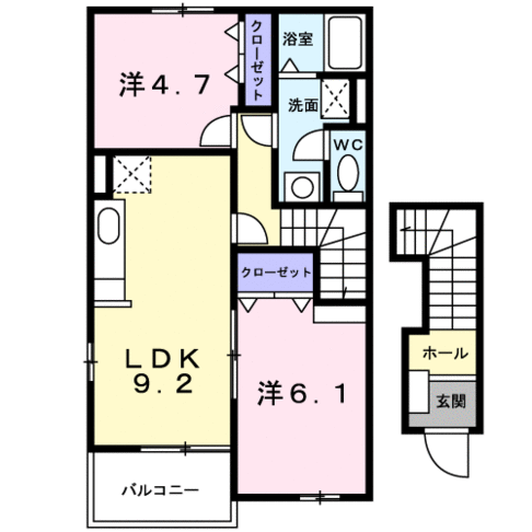 メゾングレイスＡ　（日向市　曽根町）＜2LDK・2階＞201号室