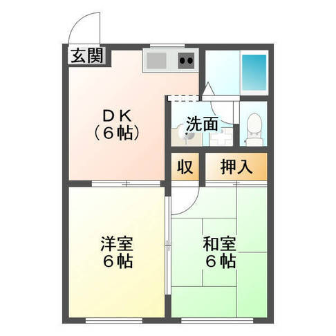 サンシャインハイツ　（延岡市　日の出町）＜２DK＞203号室