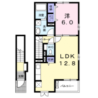 エスペランサ　（延岡市　永池町）＜1LDK・2階＞の間取り図