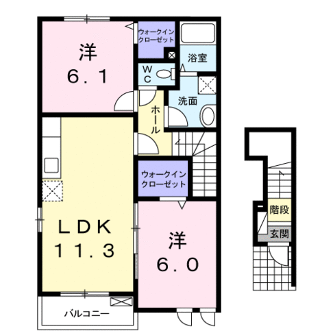 セゾンクレール　(日向市　財光寺)＜2LDK＞202号室