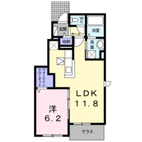 Vent・Vert Ⅰ　(延岡市　若葉町)＜1LDK・1階＞の間取り図