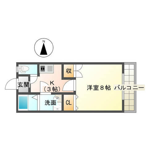 fine house K 　(延岡市　萩町）＜1K＞103号室