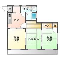 ヤマプロビル　（延岡市　緑ヶ丘）＜３DK＞の間取り図