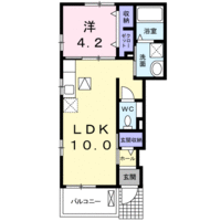 メゾン・ド・クレールB　（延岡市　川原崎町）＜1LDK・1階＞の間取り図