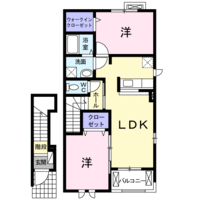 サウスウェーⅡ　(延岡市　野田)＜2LDK・2階＞の間取り図