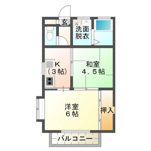 第一セゾン別府　（延岡市　別府町）＜２K(洋室)＞203号室
