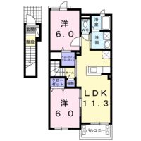 ラ・ビレッタ　（延岡市　川島町）＜2LDK・2階＞の間取り図