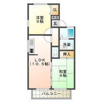 クレールハイツB・C　（延岡市　浜町）＜2LDK＞の間取り図