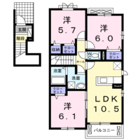 グランガーデン　Ⅳ（日向市　大字塩見）＜3LDK＞の間取り図
