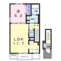 グランガーデン　Ⅰ（日向市　大字塩見）＜1LDK・2階＞の間取り図