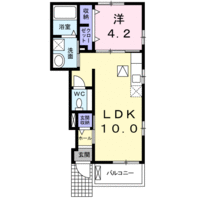 サンシャイン多々良Ａ　(延岡市　岡富町)＜1LDK・１階＞の間取り図