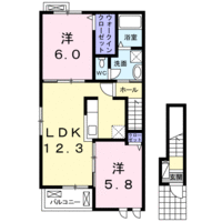 マジストレート　(延岡市　川原崎町)＜2LDK・2階＞の間取り図