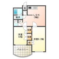スカイ・フォレスト・レジデンス（延岡市　柚ノ木田町）＜2LDK＞の間取り図