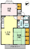 シャルマン平原　D棟　（延岡市平原町）＜２LDK＞の間取り図
