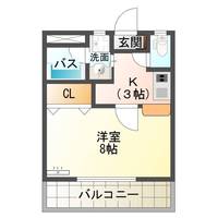 サウンドハイツ　（延岡市　大貫町）＜１K＞の間取り図