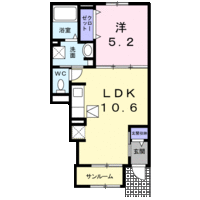 リ・ミノーレ (日向市 江良町)<1LDK・1階>の間取り図