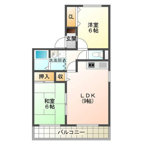 コーポ山本ⅢB棟　（延岡市　緑ヶ丘）＜2LDK＞