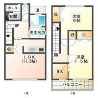 クラスペディア　（延岡市　野地町）＜２LDK＞の間取り図