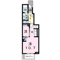 アストロ　（延岡市　古城町）＜1Ｋ・1階＞の間取り図
