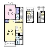 レジェンド春日　（延岡市　春日町）＜1LDK・3階＞の間取り図
