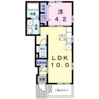 サニーヒルＫ　（延岡市　岡富町）＜1LDK・１階＞の間取り図