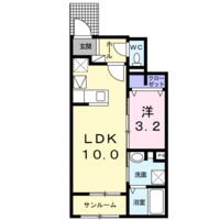 ベル・イースト　（延岡市　粟野名町）＜1LDK・１階＞の間取り図