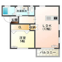 コンプレイス恒富　（延岡市　恒富町）＜１LDK＞の間取り図